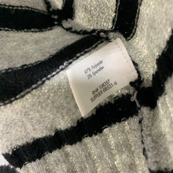 Stylus Sweater Gray Black Stripe V Neck Long Sleeve Pullover NWT - Picture 8 of 12